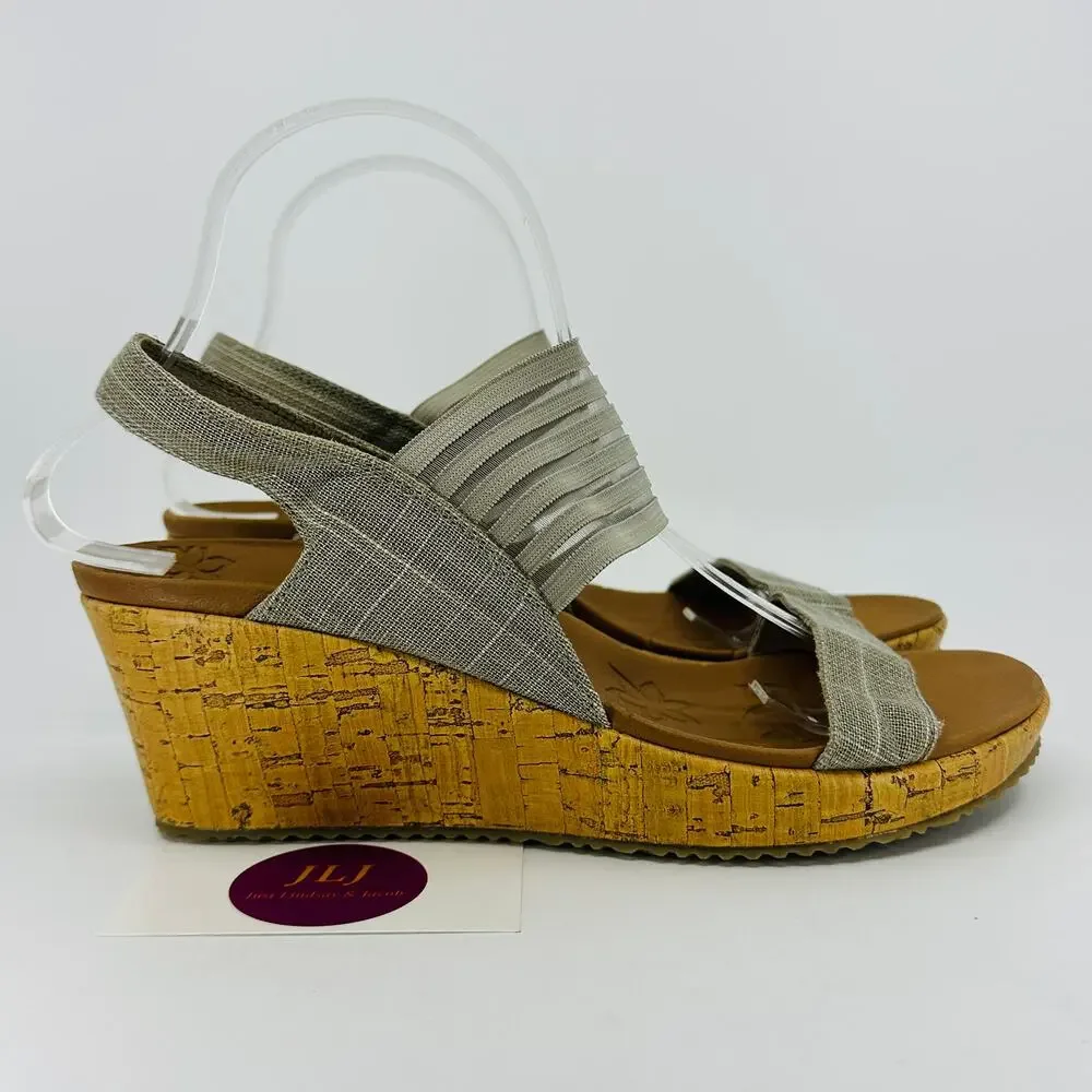 Skechers Women's Beverlee - Smitten Kitten Luxe Foam Wedge Sandals 38527 Size 9